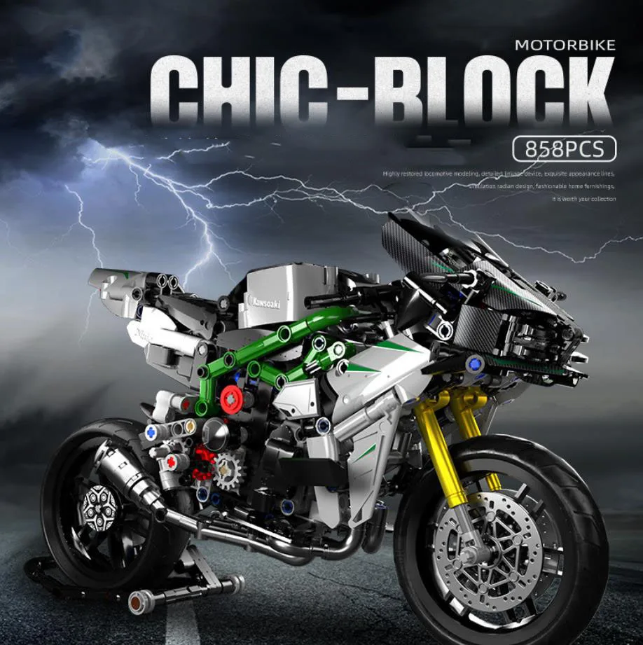 

Technical Simulation Japan Ninja Motorcycle Building Block Construction Set Model Bricks Motorbike Toys Collection For Boys Gift