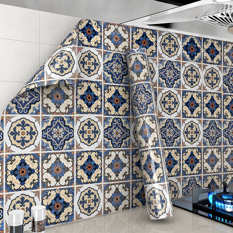 Self‑Adhesive Classic European Tile Kitchen Backsplash Sticker Waterproof High‑Temp Resistant Anti‑Oil Removable Wall Cover Film