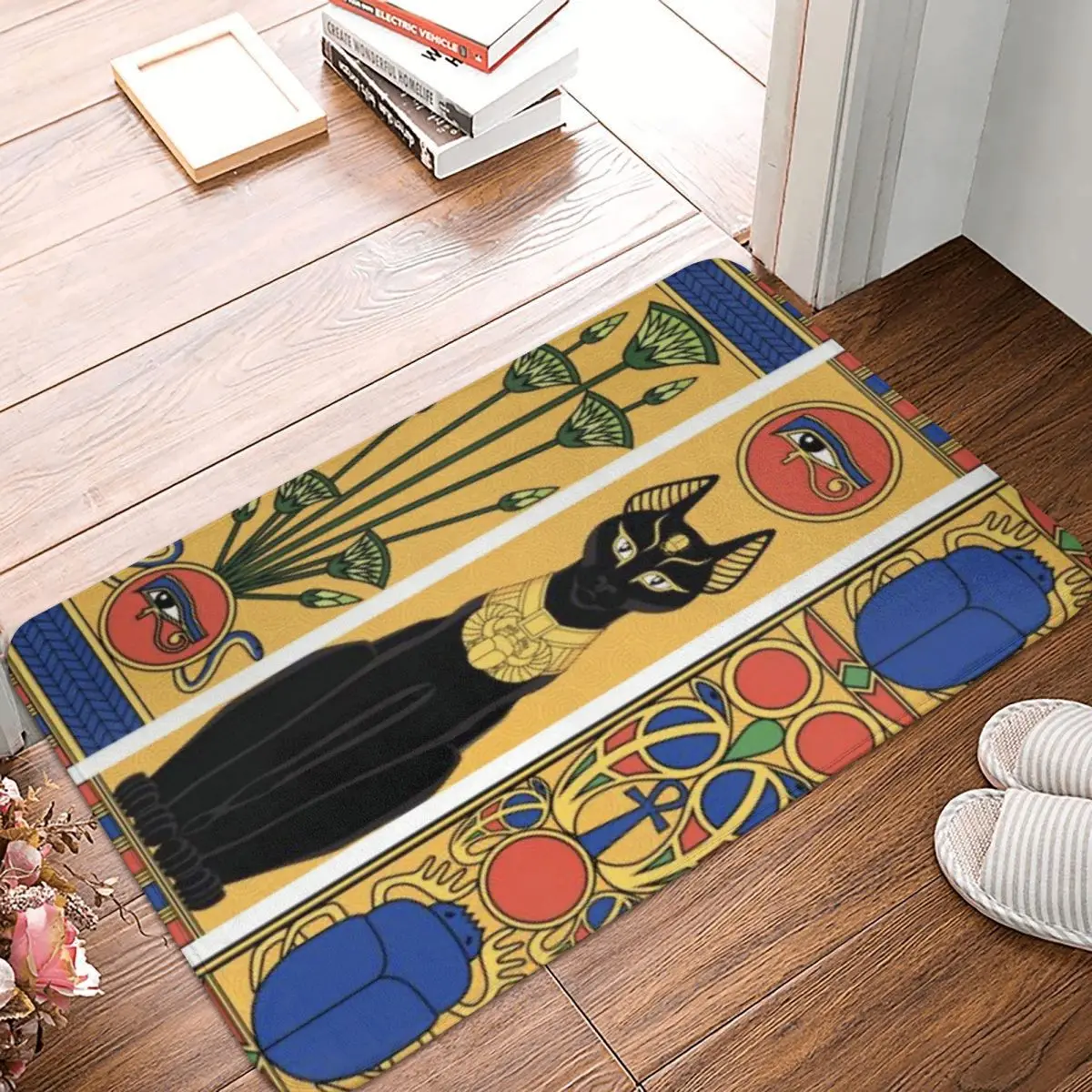 Egyptian Cat Egypt Hieroglyphic Doormat Kitchen Entrance Home Floor Mat Anti-slip Carpet Rug for Living room Footpad Mats