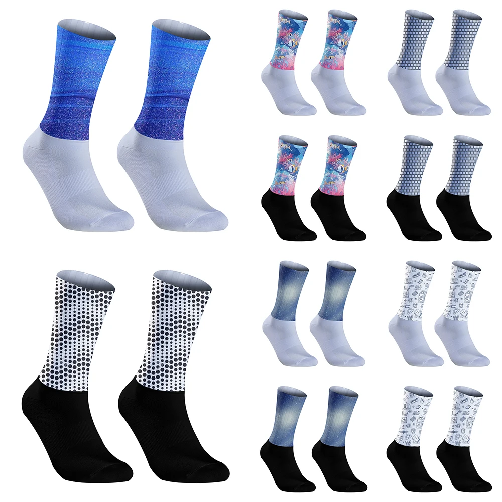 

Non-slip Silicone Cycling Socks Cool Breathable Pro Competition Aero Sports Bike Running 2024 New Summer Socks