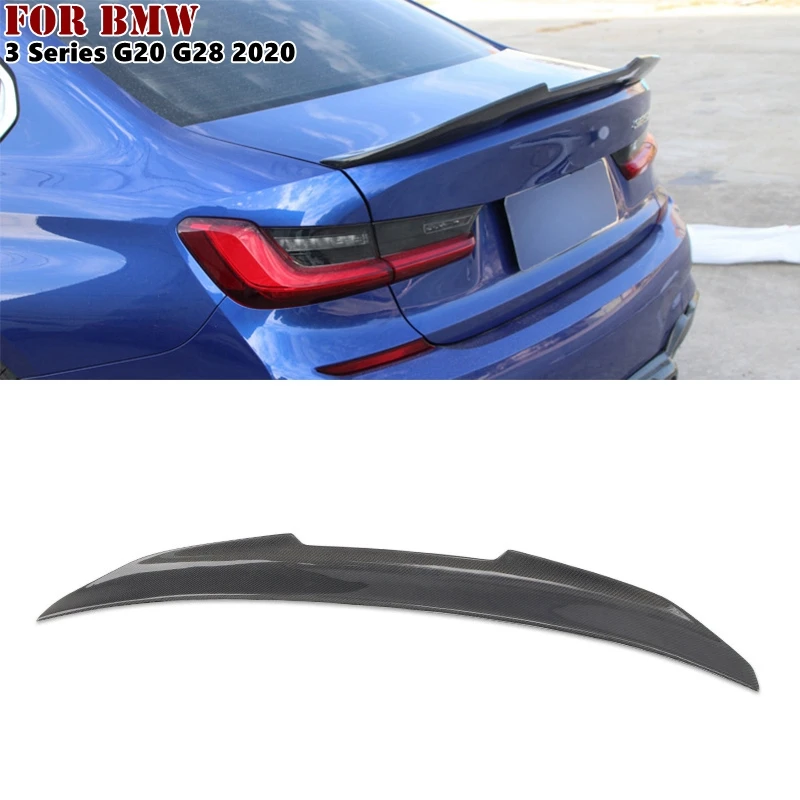 

1Pcs Real Carbon Fiber Car Rear Trunk Deck Spoiler Car Tail Wing For BMW 3 Series G20 G28 2020 Car Accessories