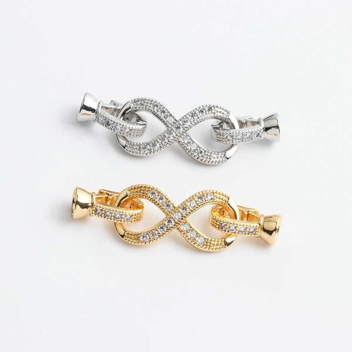 

18K Real Gold Plated Micro-inlaid 8-character Button Head, Necklace Bracelet Ending Link Buckle DIY Handmade Jewelry Accessories