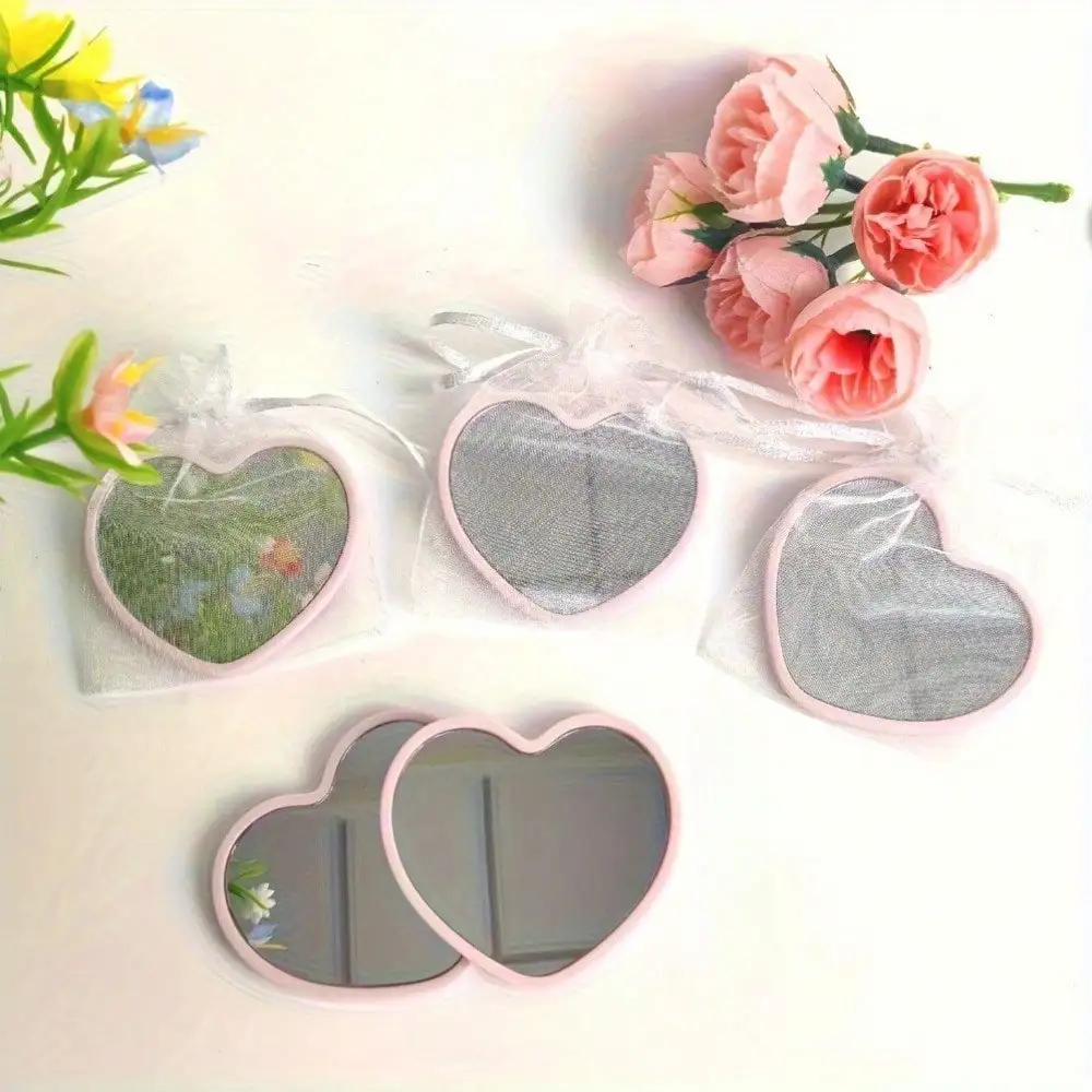 24 طقم مرآة محمولة على شكل قلب، بما في ذلك 12 مرآة و12 جيب برباط، وهدايا الحفلات #4