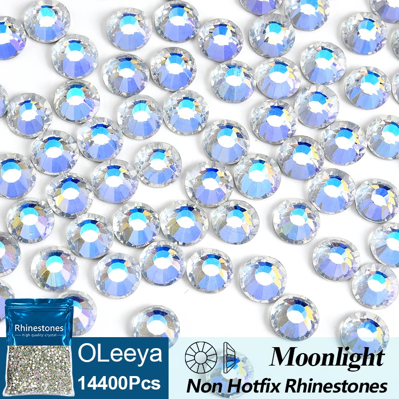 OLeeya Wholesale SS3-SS20 14400PCS/PACKS Glass Rhinestones Crystal Glue Flatback 3D Stones For Nail Art Decoration Clothing DIY