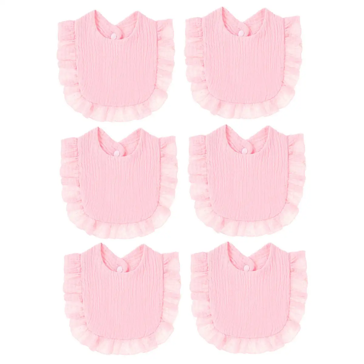 6pcs/Set Solid Color Customize Layers Muslin Cotton Ruffle Baby Bibs