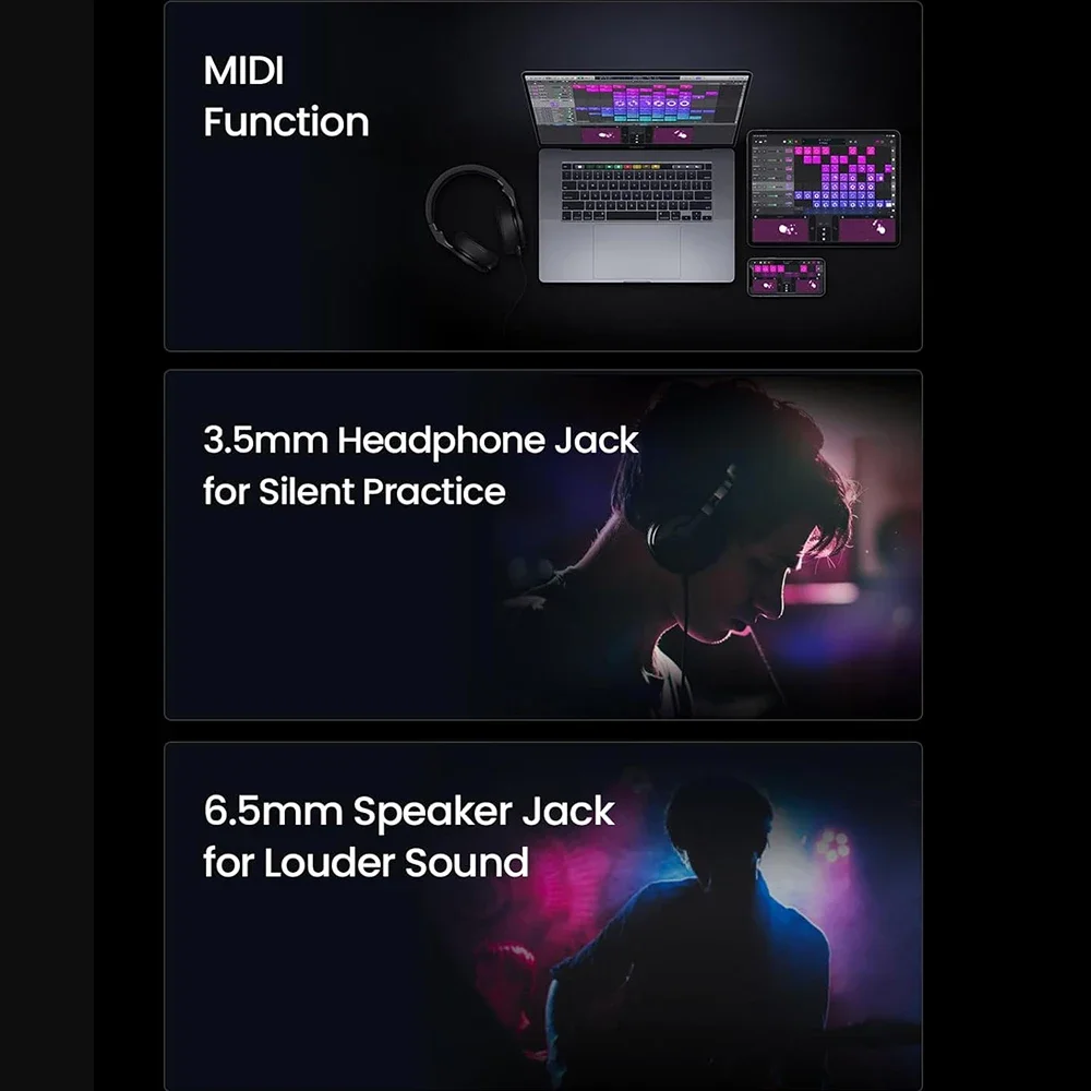 AeroBand Guitar Electric Guitar Pain-Free Silicone String Travel All-in-One 9 Sound Styles Acoustic Bass With Speaker Microphone