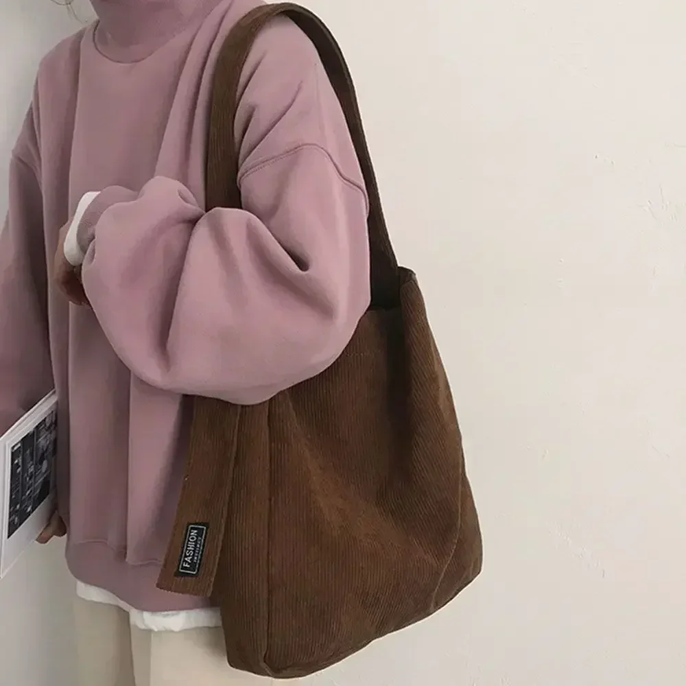 Bolsas de ombro macias de veludo para mulheres sacola da moda para meninas, bolsas de grande capacidade para estudantes, DB7