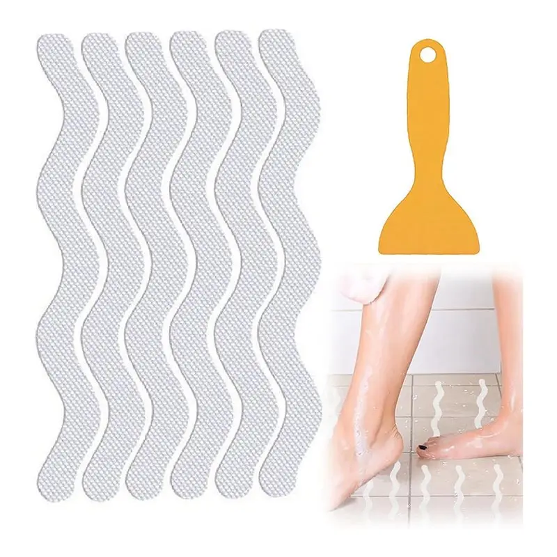 ABRU-No Residue Waterproof Wavy Bathtub Non Slip Stickers, Grip Treads For Tub, Shower Floor, Stairs, Ladders And Boats