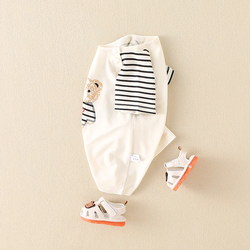Baby Summer Clothes Thin ort Sve Onesie Striped Cute Newborn Boys Rer Summer Faion Set Student School orm