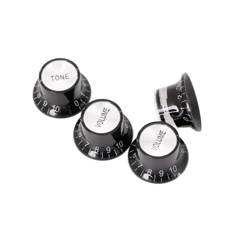 Guitar 2 Tone 2 Volume Control Knob Silver Top Hat Bell 6mm Diameter Pot For Gibson Les Paul Epiphone SG Instrument Part