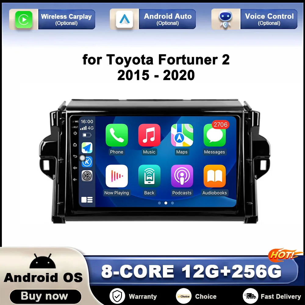 

for Toyota Fortuner 2 2015 - 2020 Android Intelligent System Car Multimedia Player DSP Stereo GPS Navigation BT WIFi Auto Tools