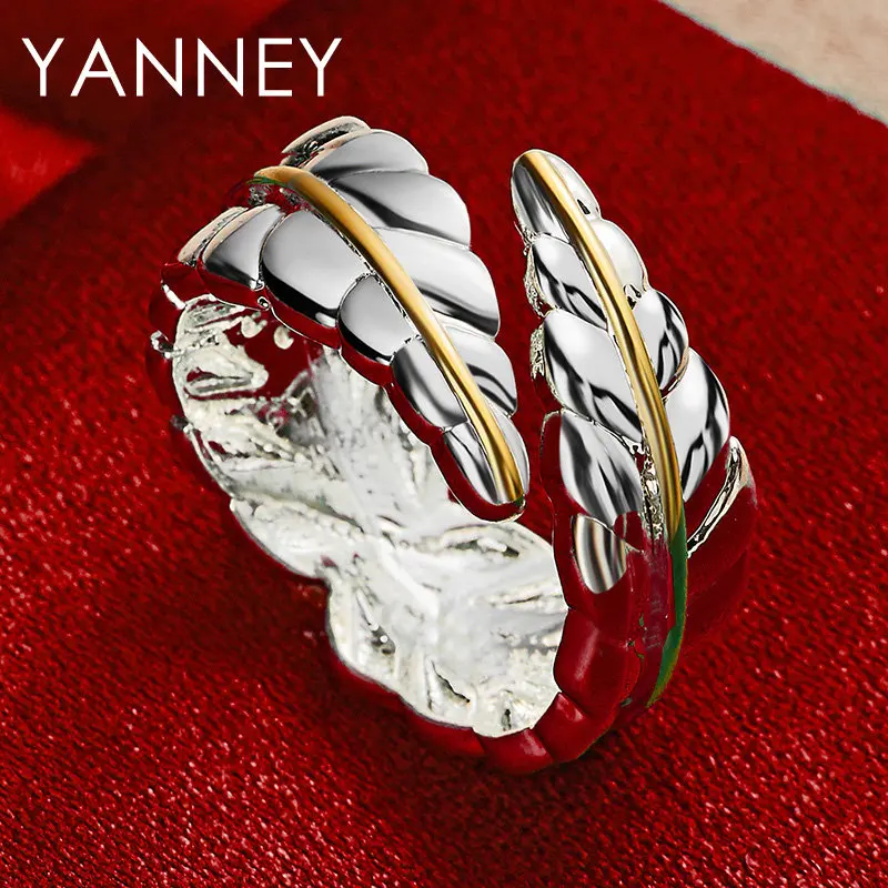 

High Quality 925 Sterling Silver Fine Luxury Open Feather Ring For Women Engagement Party Jewelry Wedding Accessories