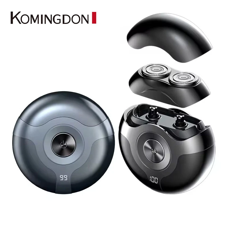 

Электробритва Komingdon для мужчин, аккумуляторная беспроводная водонепроницаемая бритва для влажной и сухой уборки, портативный дорожный триммер для бороды, подарок для него