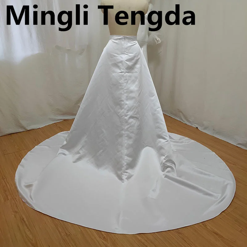 Mingli Tengda Satin Train Bride Removable Wedding Accessory Petticoat Crinoline Woman Under Dress Skirt With Big Detachable Bow