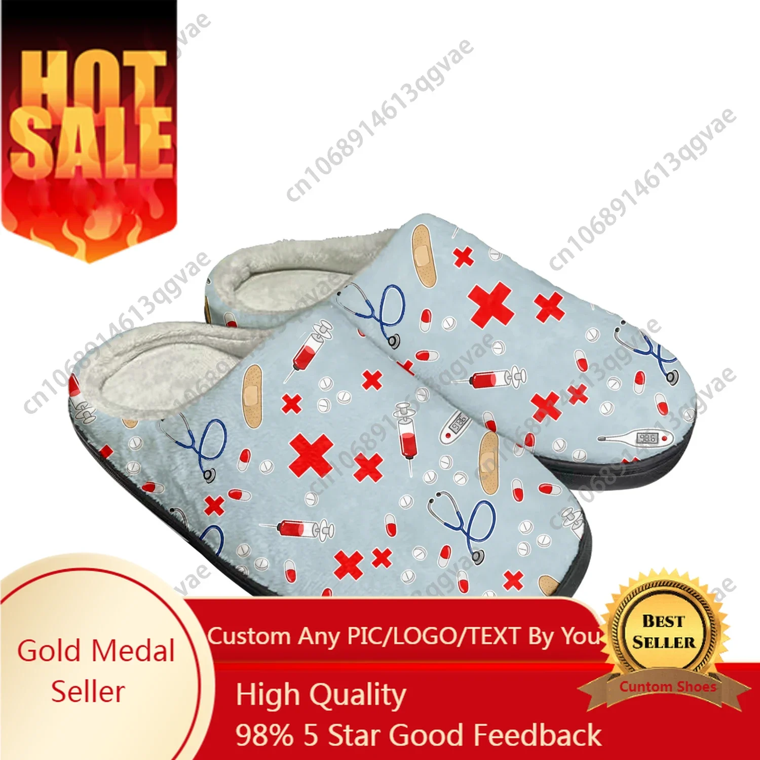 

Hospital Nurse Heart Home Cotton Custom Slippers Mens Womens Sandals Plush Bedroom Casual Keep Warm Shoe Thermal Slipper Black