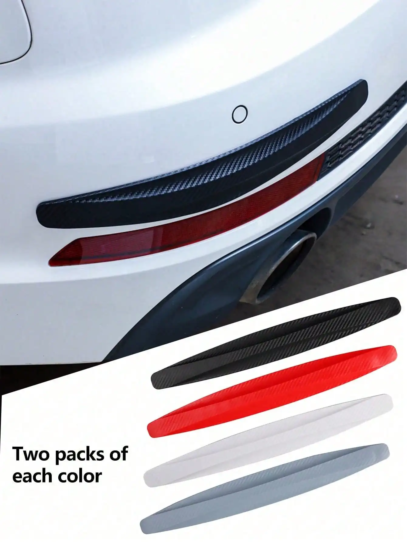 2Pcs Car Bumper Anti‑Collision Strips, Anti‑Scratch Sticker, Front Bumper Anti‑Impact Protector, Universal Modified Decorative A