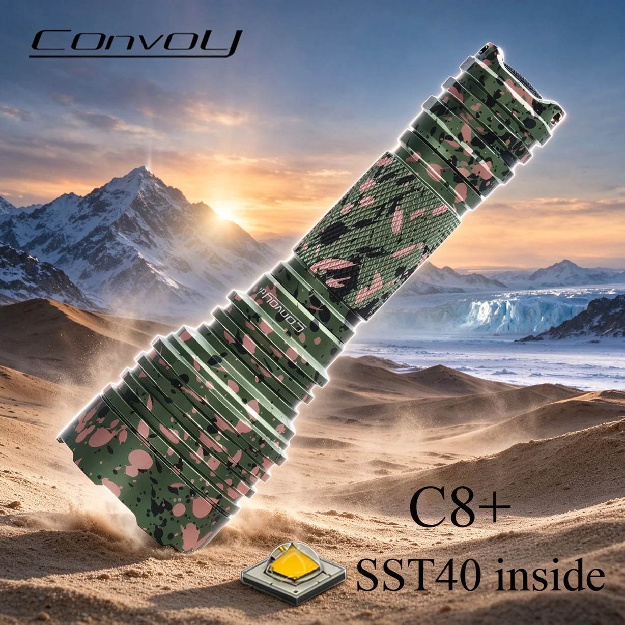Convoy Camouflage LED Flashlight SST40 2000LM Ultra Powerful Lanterna Torch by 18650 Battery for Camping Fishing Night Work