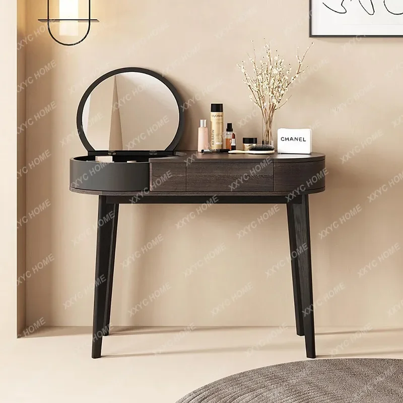 Light luxury solid wood dresser, small apartment makeup table, modern simple dressing cabinet