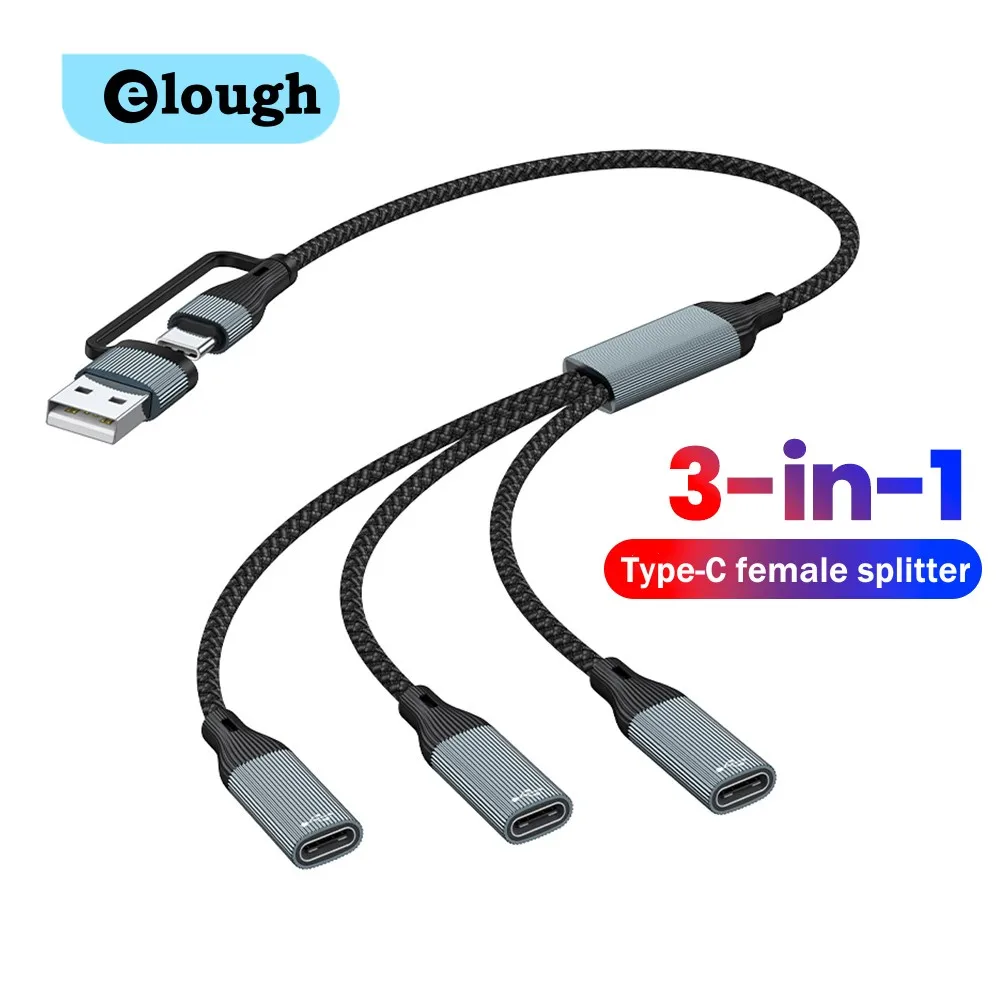 3-in-1 Type C Hub USB Type C Female Splitter Adapter Expand Fast Charge Data Transfer OTG Converter For PC Laptop Accessories
