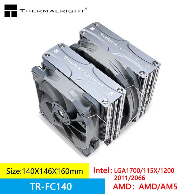 Thermal right TR-FC140 CPU-Kühler 5x8mm Heatpipe Doppelturm Doppel ventilator Hoch leistungs unterstützung lga1700/115x/1200/am4/am5