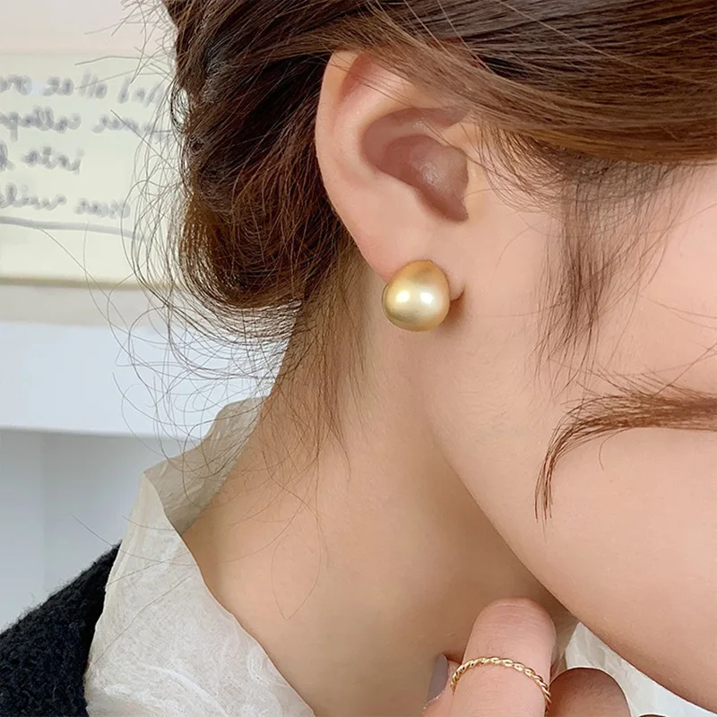 ANENJERY Geometric Minimalist Matte Brushed Metal Drop Shaped Earrings for Women Simple Fashion Party Jewelry Accessories