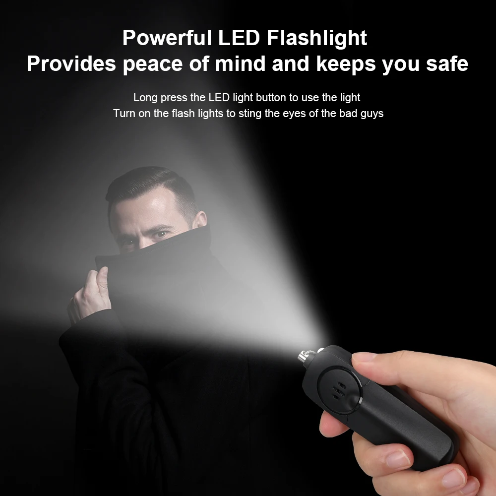 Hollarm Self Defense Alarm 130dB With LED Light Rechargeable Self Defense Woman Safety Alarm Emergency Anti-Attack Keychain