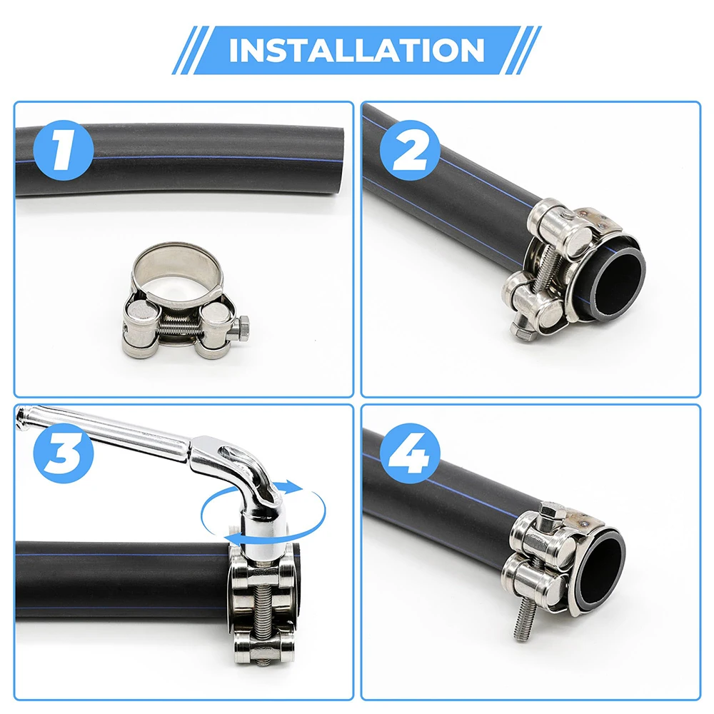 304 Stainless Steel T-Bolt Hose Clamp Pipe Strap Clamp, Adjustable Heavy Duty Tube Clamp