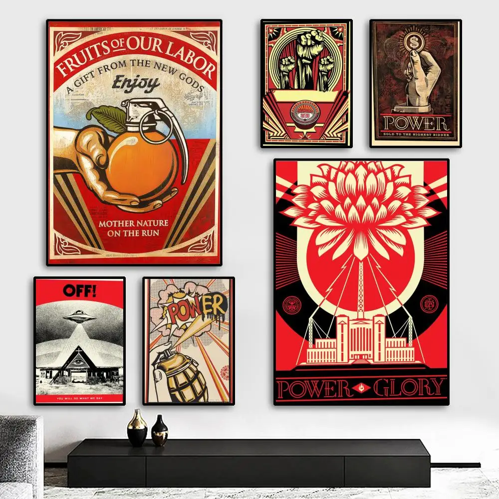 Shepard Fairey Art Street No Poster HD-Kunstposter, selbstklebende Wanddekoration, wasserfest, für Zuhause, Wohnzimmer, Schlafzimmer, Bar, ästhetische Dekoration