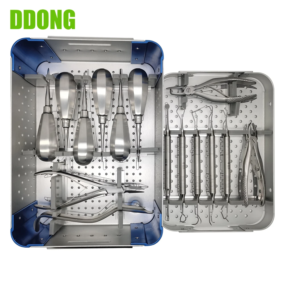 Small Animal Short and Thick Handle Dental Kit, 15pcs, Small Animal Dental Instruments, Tooth Extraction Tools, Pet Dentistry