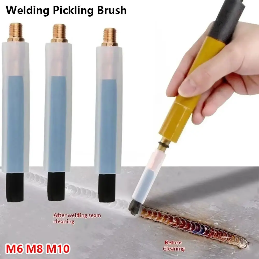 1Pcs M6 M8 M10 Weld Seam Pickling Brush Carbon Fiber Heat Resistant Cover TIG Weld Cleaning Tool Copper Head Acid Resistant