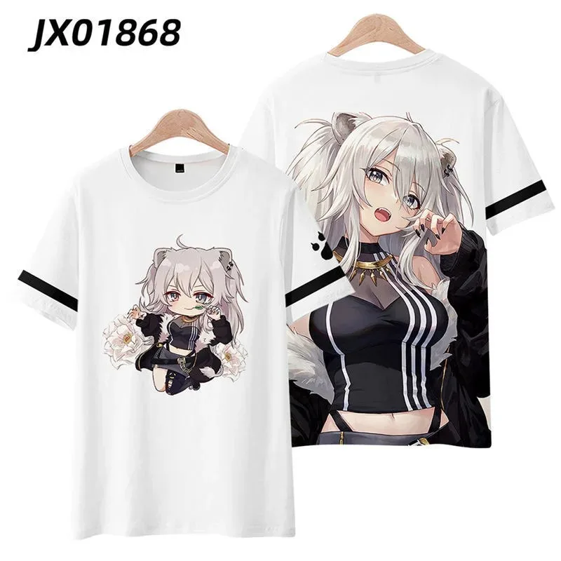 Vtuber shishiro botan 3d printing T-shirt summer fashion round neck short sleeve popular japanese harajuku streetwear 2024