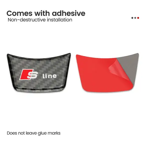 3D Carbon Fiber Black RS Logo S Line Emblem Car Steering Wheel Badge Sticker For Audi A1 A3 A4 A5 A6 A7 S3 S4 S5 S6 Accrssorie 10 best sales audi sline stickers - №3