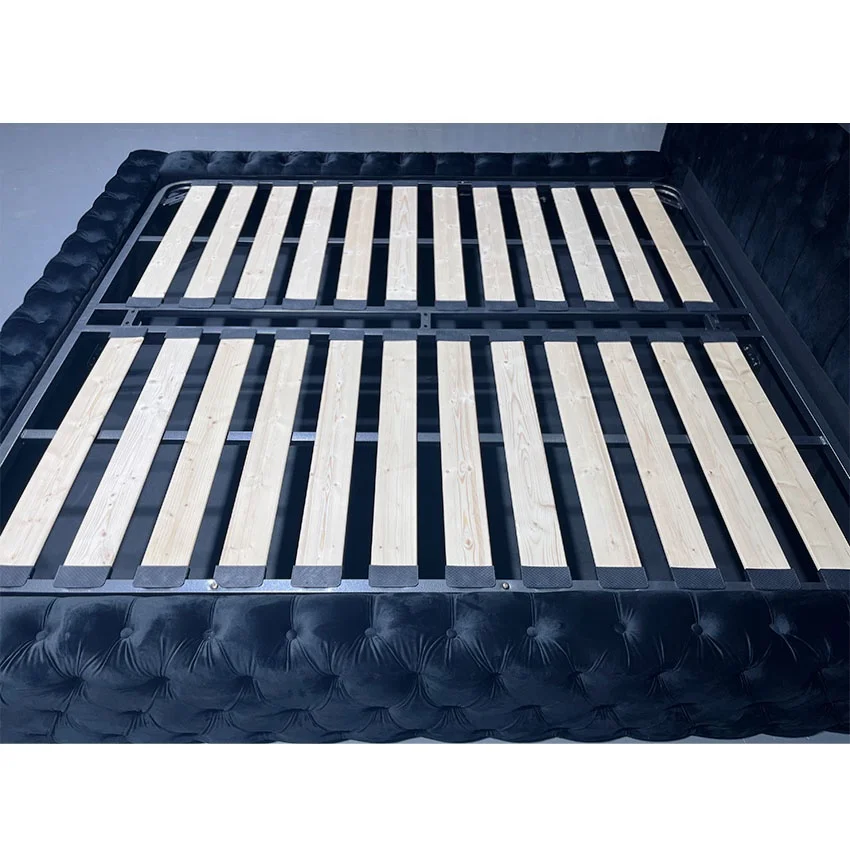 # Modern Tufted Soft Bed Set Storage Bluetooth Audio System Fireplace Lamp-King/Queen Size Adjustable Durable Bedroom Furniture - view 5