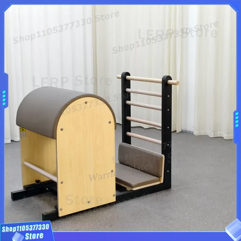Black Metal Pilates Ladder Barrel with Maple Wood Steps Stable Steel Base for Home Gym Fitness Equipment Professional