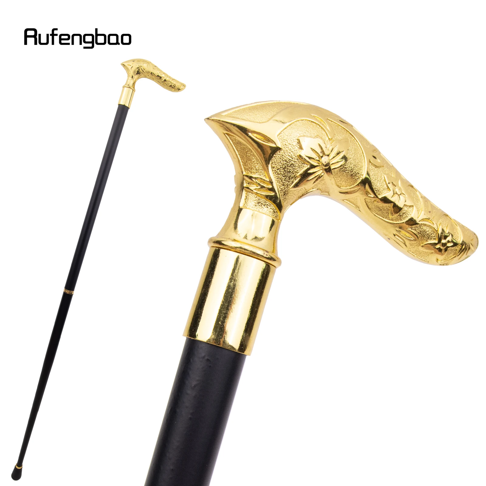 Golden Flower Totem Relief Cosplay Walking Cane Fashion Stick Gentleman Crosier Knob Walking Stick 92cm