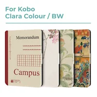 Funda protectora para Kobo Clara Color BW, funda para libro electrónico con función de encendido y apagado automático de 6 pulgadas con patrones pintados