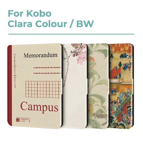 Funda protectora para Kobo Clara Color BW, funda para libro electrónico con función de encendido y apagado automático de 6 pulgadas con patrones pintados