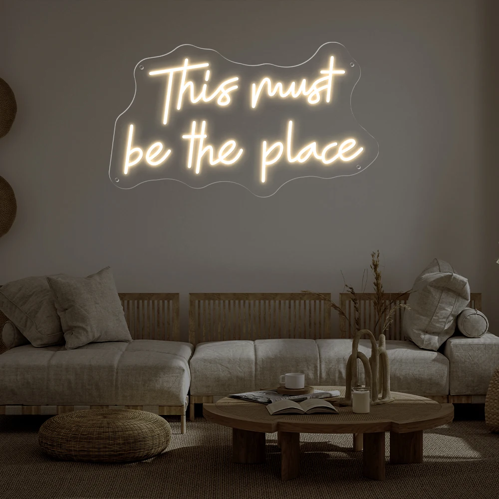 Este deve ser o lugar sinal de néon decoração de aniversário de casamento quarto do miúdo decoração de arte de parede de escritório em casa decoração de parede led luzes de néon