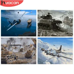 HUACAN Coloring By Numbers Landscape Handpainted Hobby Paint With Number Airplane Wall Decoration For Home