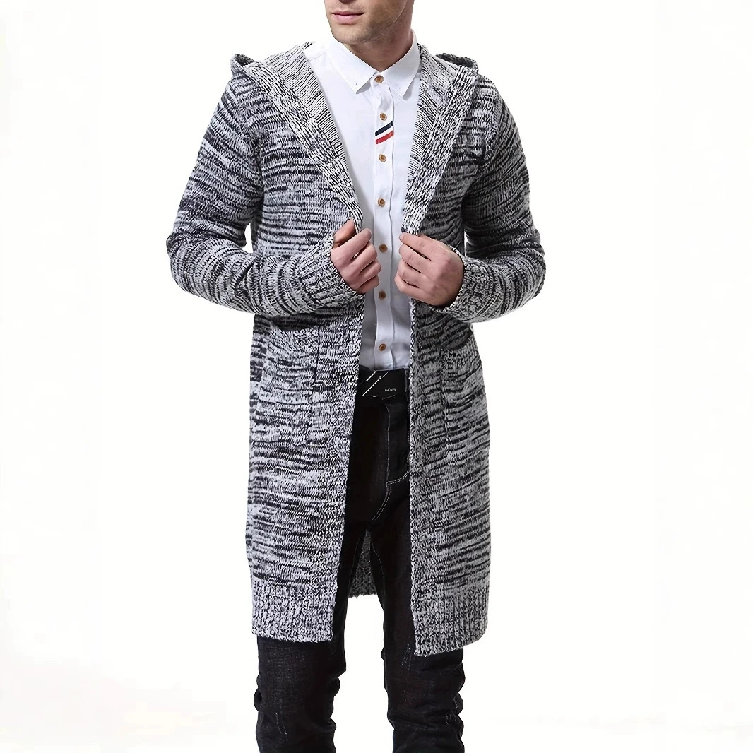 

New men's hooded thick cardigan sweater jacket elegant fashion trend European and American fashion knitwear sweater