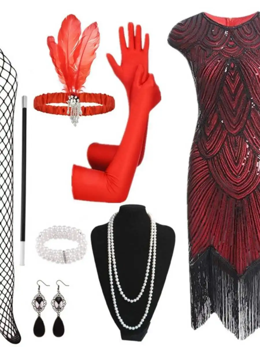 Retro Pailletten Svel Dr 920s Gatsby Quaste Rock Abendkleid Set Damen Faion Retro Sle Par Dr