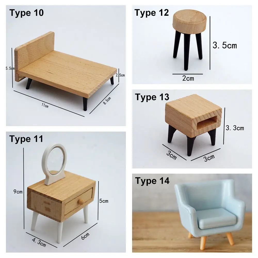 1:12 Scale Micro Landscape Scene Model Dollhouse Miniature Furniture Mini Furnishing Sofa Bed Wardrobe TV Cabinet