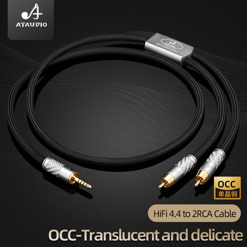 Hi-end OCC HiFi 4.4mm to 2RCA Audio Cable Gold Plated Plug 4.4mm Balanced to 2RCA Male Audio Adapter Cable for Amplifier Speaker