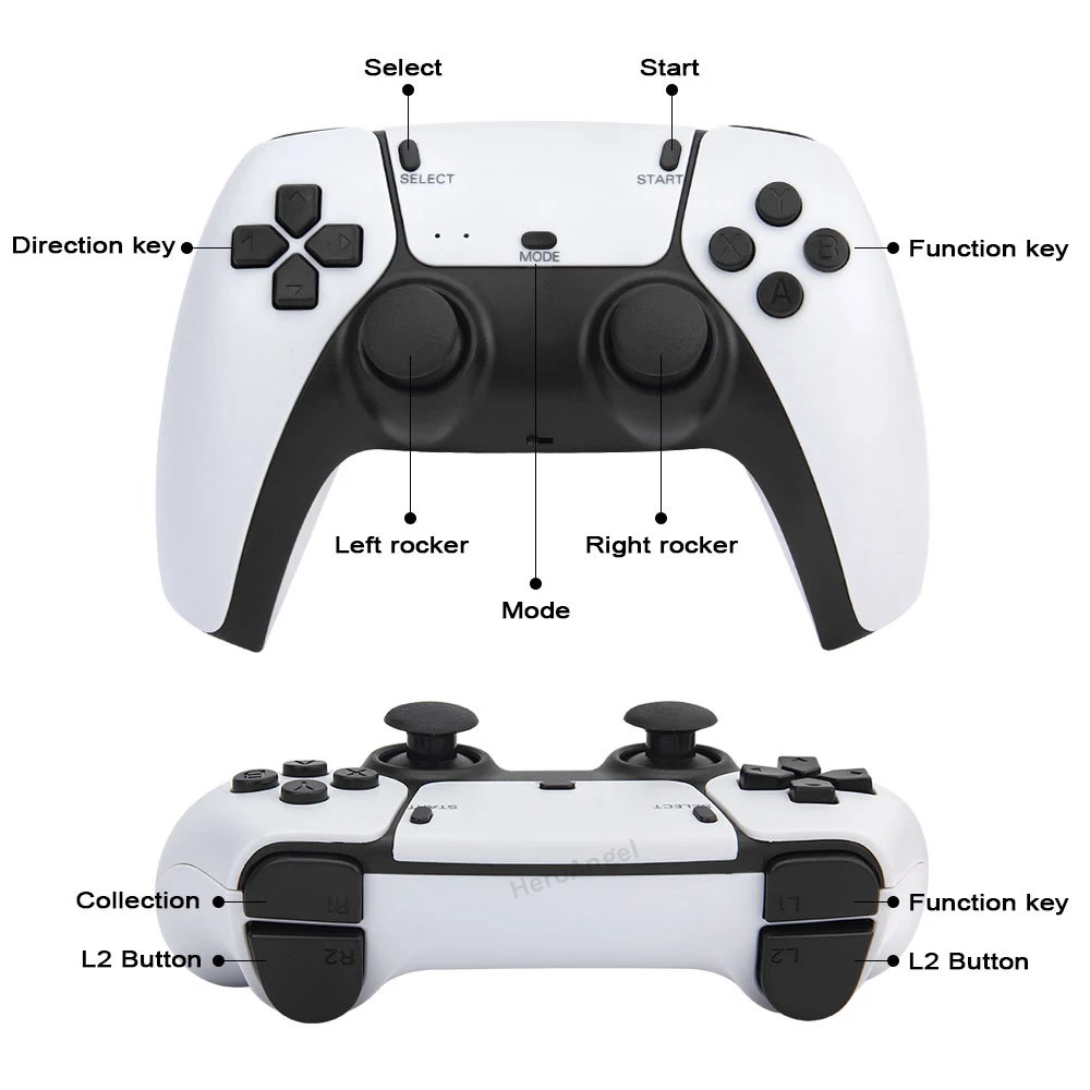 Mới M5-PS5 Video Tay Cầm Chơi Game Không Dây 2.4G Tay Cầm Chơi Game Điện Tử Điều Khiển 64GB/128GB 20000 Trò Chơi Miễn Phí Hộp 4K Ra TV Cho PS1/CBA/MD//FC/SFC
