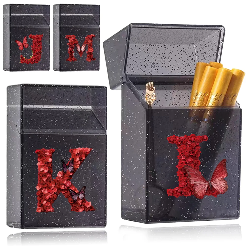 

Cigarette Case Organizer Protector Portable Crystal Holder Cigarette Storage Box Smoking Accessories Red Rose Letter Pattern