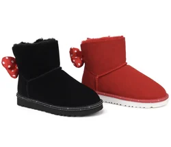 Talon plat avec boîte à chaussures pour enfants, style nœud rouge, célèbre, marque de créateur de luxe, confortable, hiver