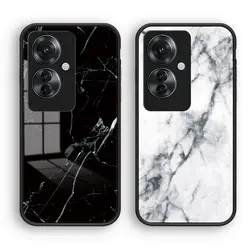 Oppo Reno11 A CPH2603 Case Marble Grain Tempered Glass Back Cover Hard Phone Case for Oppo Reno 11 A 11A Reno11A 5G CPH2603