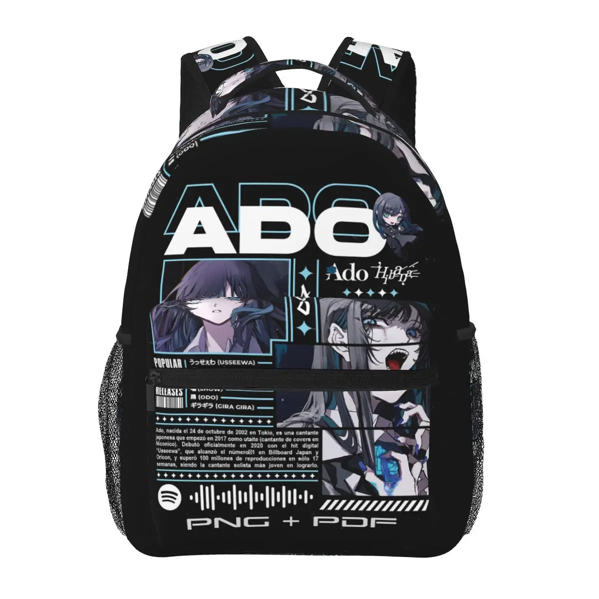 Ado World Tour Hibana Student Backpack School Bag Hiking Travel Daypack for Men Women Fashion Bookbag Shoulder Bags