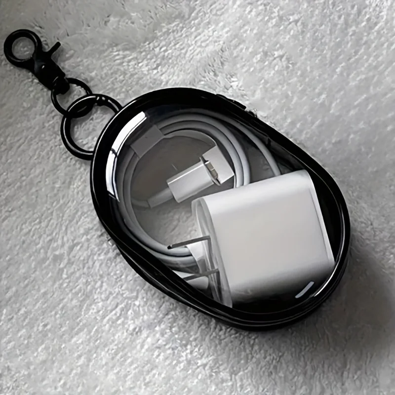 Borsa portaoggetti portatile in PVC trasparente: caricatore portatile per telefono, auricolari, cavi e accessori, custodia per rossetto