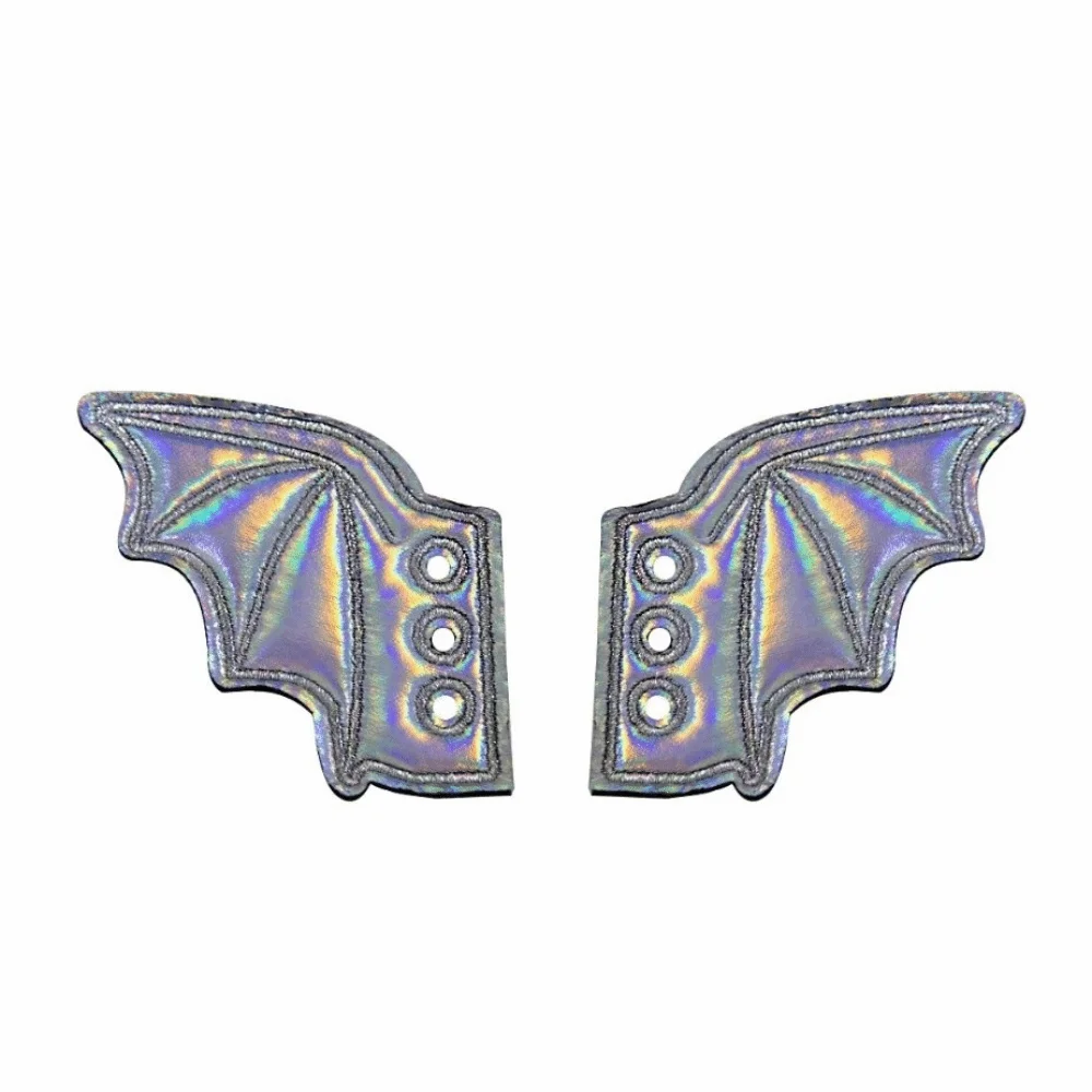 PU Leather Bat Shoe Wings Lace-Up Design Lightweight Punk Shoe Accessory Bat Wings Shape Wear-Resistant Halloween Shoe Ornament